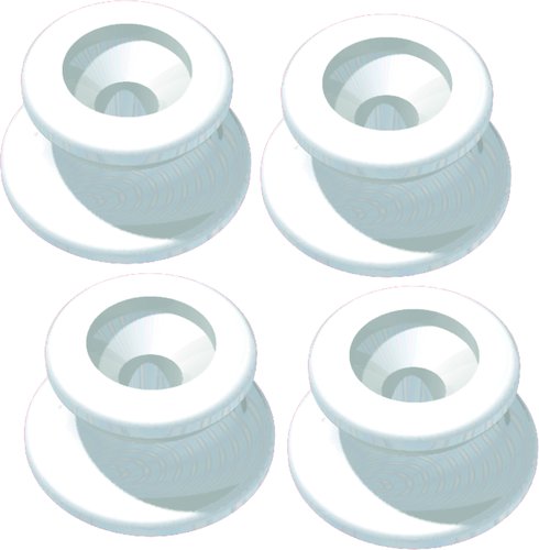 Unimer Kalechefæste hvid Ø25mm, h. 13mm med skruer 4-pak-1