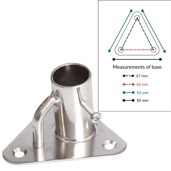 Scepterfod trekantet 84° Ø25,4mm Base 85 x 85mm-2