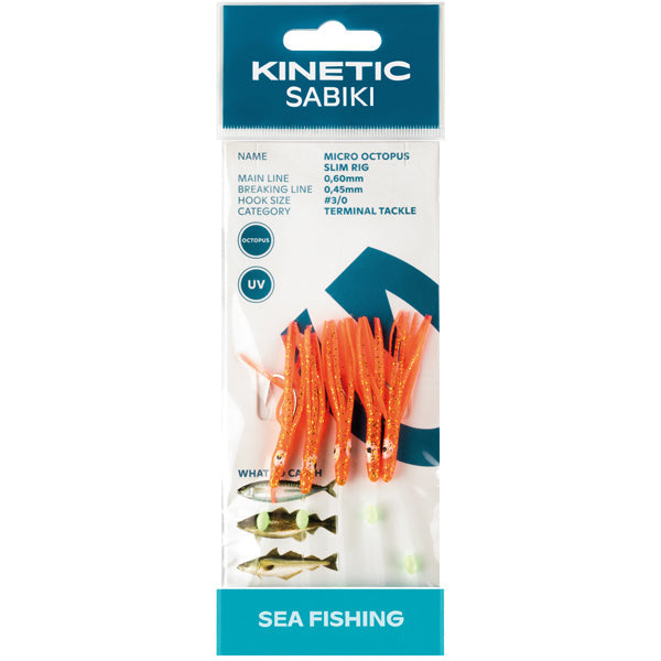 Kinetic Sabiki lille blæksprut makrel/torsk, Orange/glimmer-1