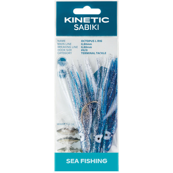 Kinetic Sabiki blæksprutte torsk/sej, Blå/glimmer-1