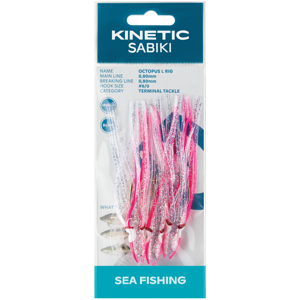 kinetic Sabiki blæksprutte torsk/sej, Pink/glimmer-1