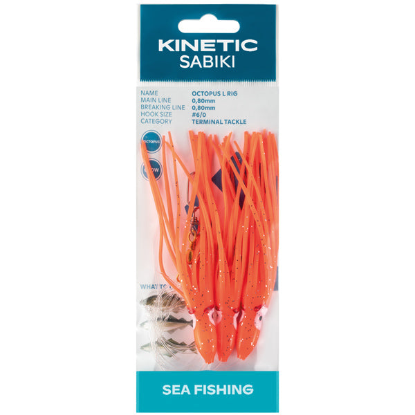 Kinetic Sabiki blæksprutte torsk/sej, Orange/glimmer-1
