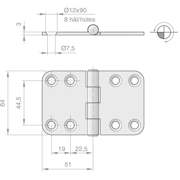 Roca hængsel 102x64mm RF304-2