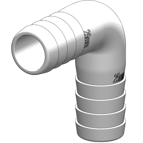 Trudesign 90º slangestuds plast, hvid-1