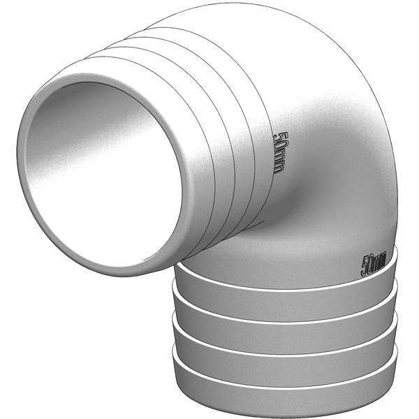 Trudesign 90º slangestuds plast, hvid-4