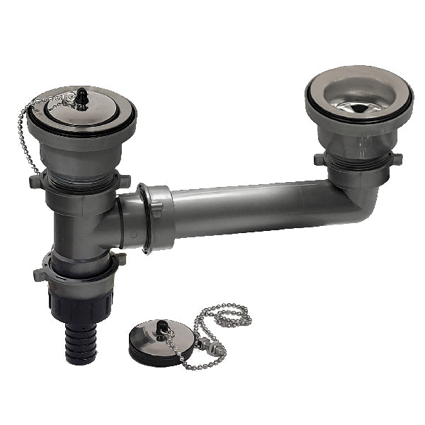 Dobbelt afløb 125 - 320 mm med Ø 25 mm studs-1