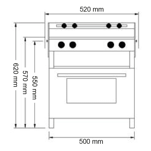 Neptune 5000  gaskomfur m/ovn,  3 blus, grill og grydeholder