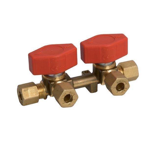 Gashane dobbelt med 8mm rørtilslutning blister-1