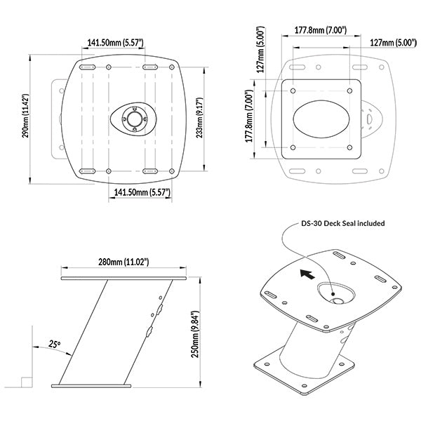 ScanStrut PowerTower til radar, sort 250mm/10"-3