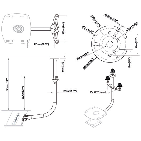 ScanStrut PowerTower stang til 2 VHF antenner & 1 lantern-2