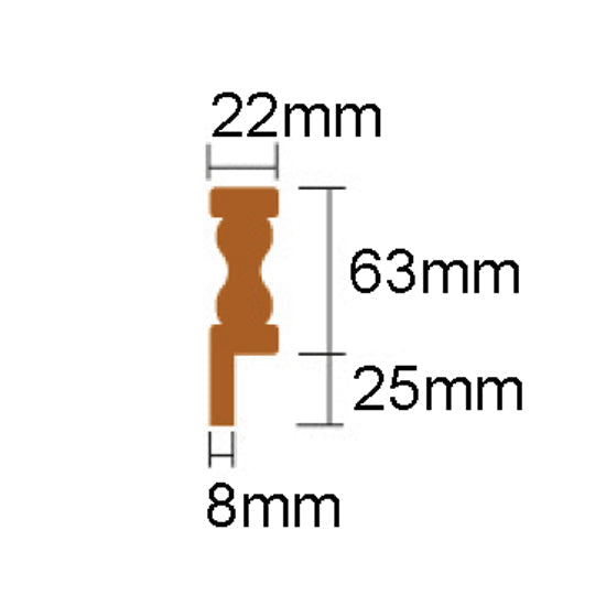 Roca hyldekant med L-profil L198cm-2