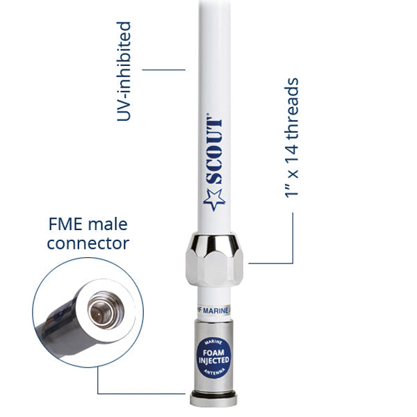 Scout Quick VHF antenne 1,5m, 5m kabel & FME han/PL259 stik-5