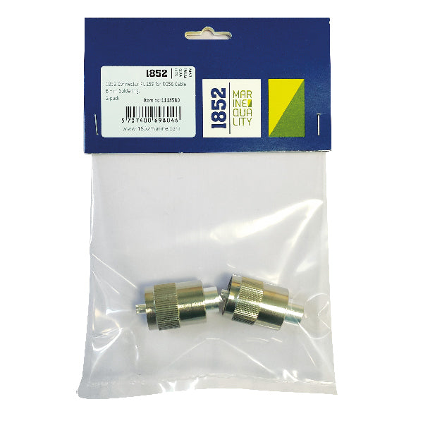 1852 VHF stik PL259 til 6mm kabel, lodning, 2-pak-2