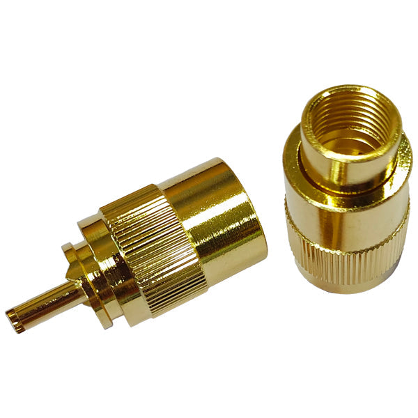 1852 VHF stik PL259 til 10mm kabel, lodning, guldbelagt, 2-p-1