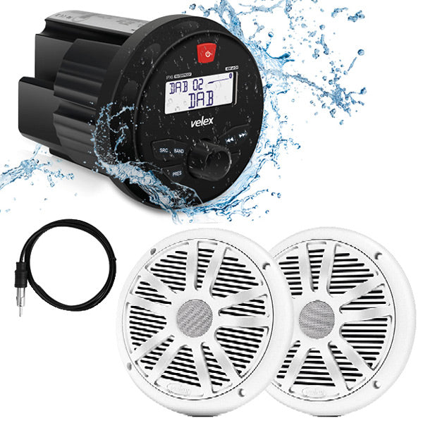 Velex Marine radio sæt DAB+/FM med 2 højttaler 6,5"-3