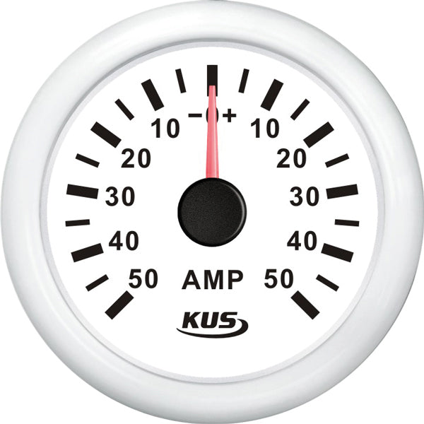 KUS amperemeter hvid, med 50Amp shunt 12/24V-1