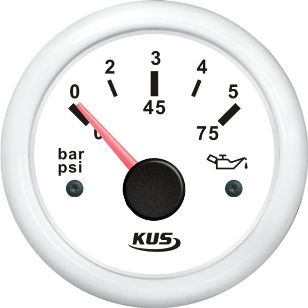 Kus olietryk hvid 0-5bar, 10-184 & 240-33ohm, 12/24v-1