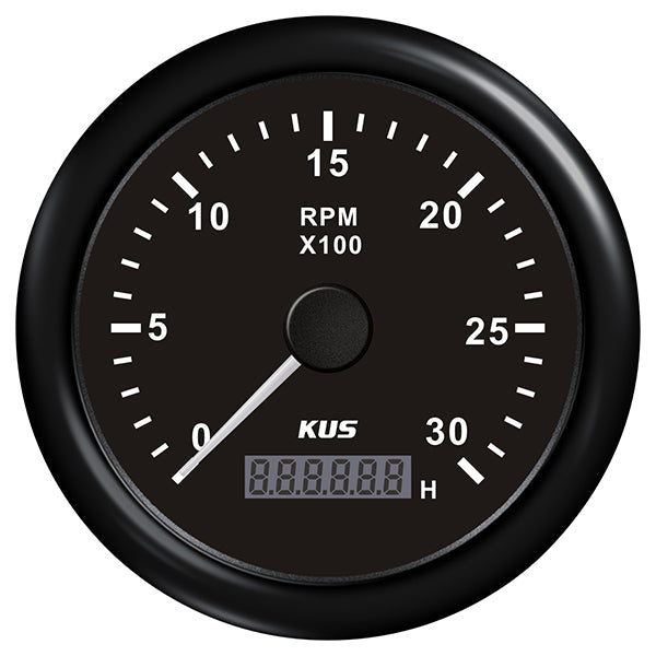Kus omdr.tæller diesel 0-3000 0.5-250 med time.sort 12/24V Ø-1