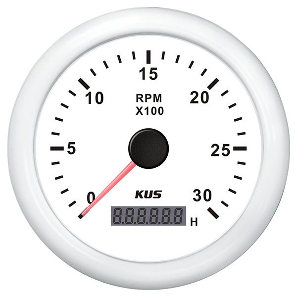 Kus omdr.tæller diesel 0-3000 0.5-250 med time.hvid 12/24V Ø-1