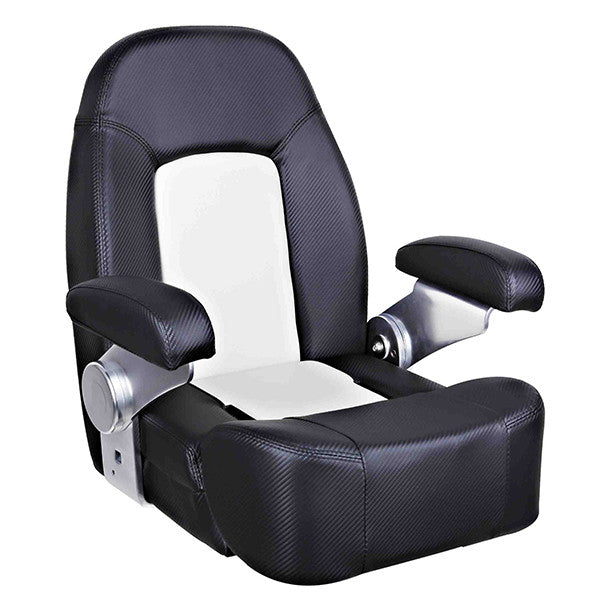 ESM Royal styrestol carbon sort/hvid med flip up puf og arml-1