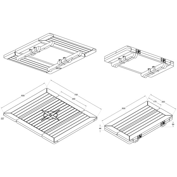 Foldbar teakbordplade L:60 x  B:70/35cm-2