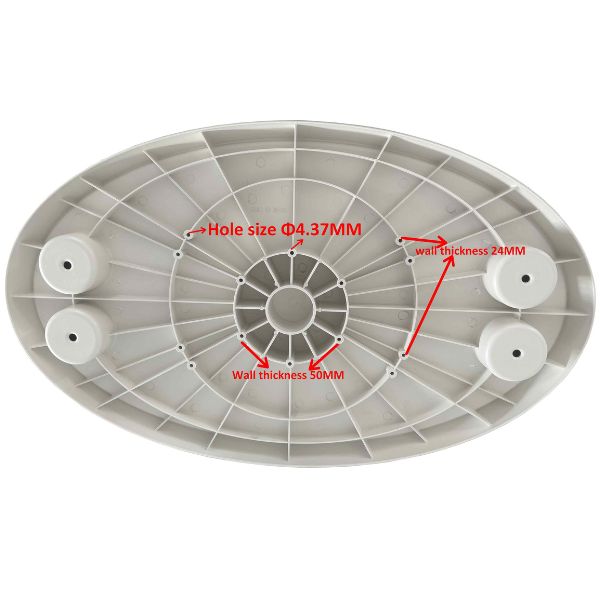 Bordplade af hvid ABS 77 x 46cm med 4 kop/flaske holder-2