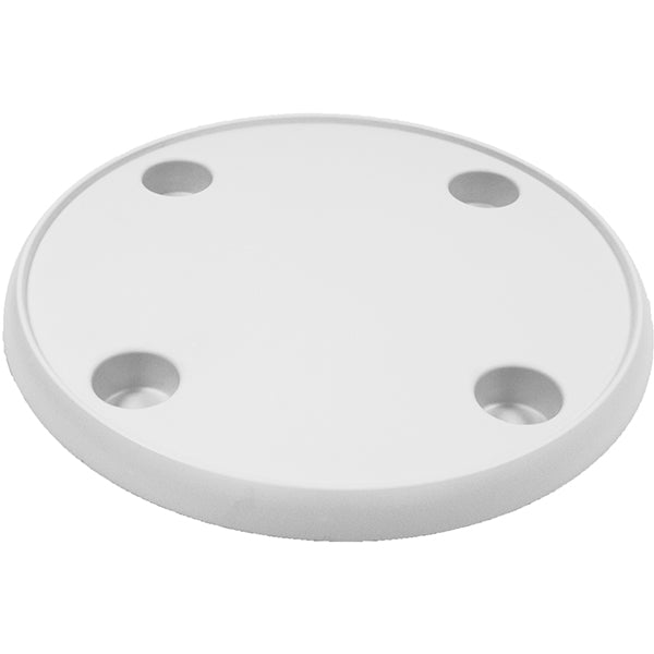 Bordplade af hvid ABS Ø61cm med 4 kop/flaske holder-1