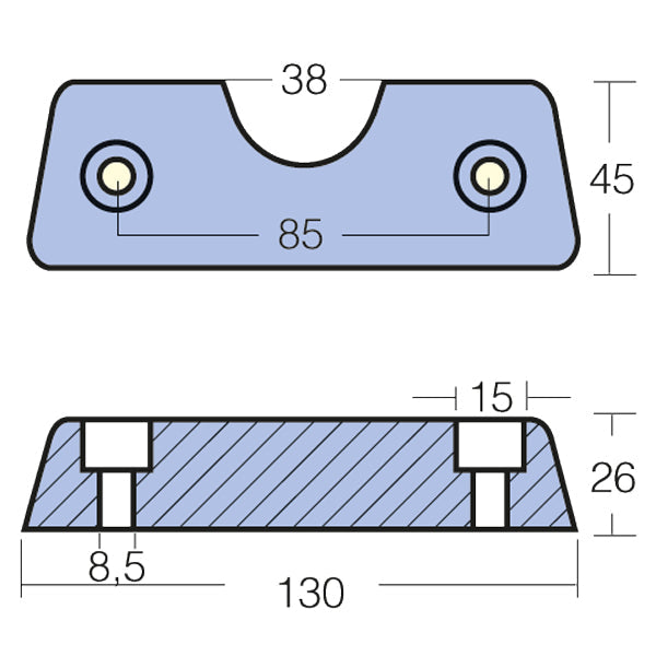 Tecnoseal zinkanode volvo dpx 130x45mm (872139)-2