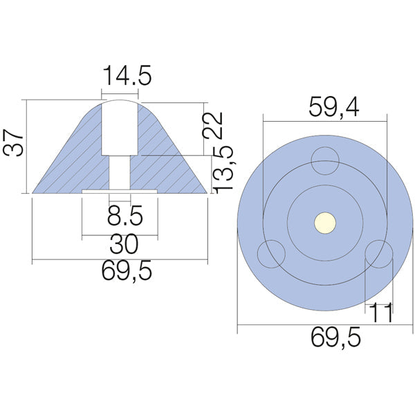 Tecnoseal zink til flex o fold Ø69.5mm-2