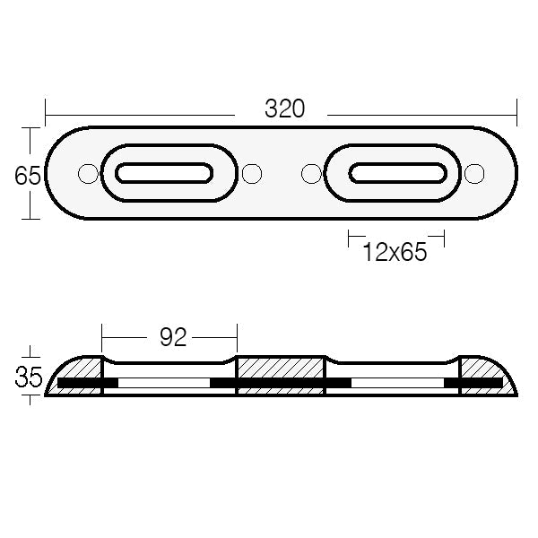 Tecnoseal zink til fairline 320x65x35mm 2.20kg-2