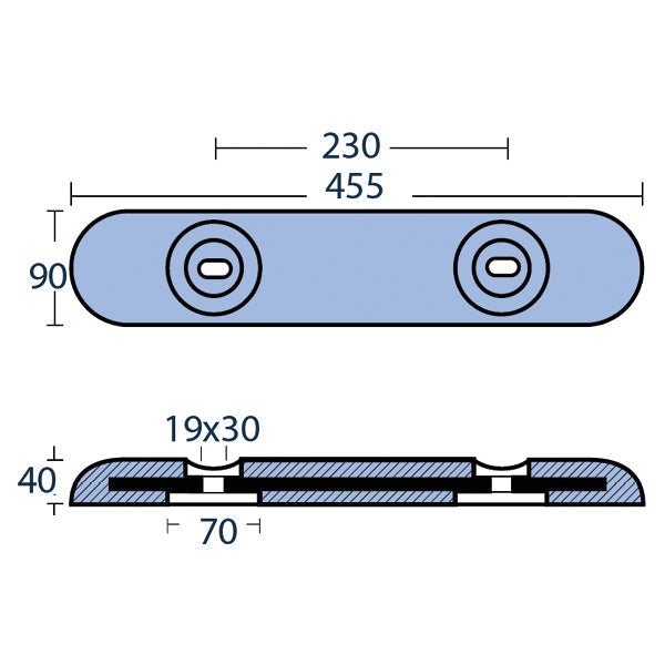 Tecnoseal zink plade fairline 455x90x40mm 7.00kg-2