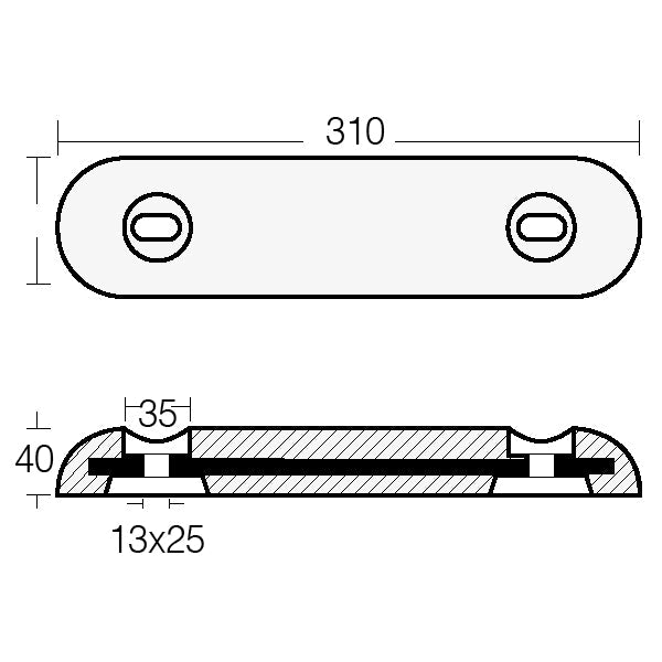 Tecnoseal Zink plade fairline 310x75x40mm 4,00kg-2
