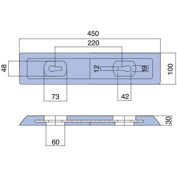 Tecnoseal zink plade sealine 450x100x12mm 7,20kg