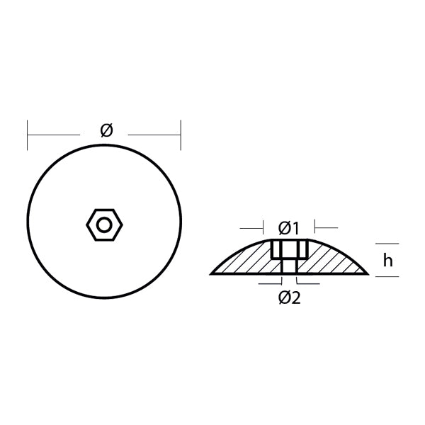 Tecnoseal Alu tallerken anode sæt Ø92mm 280g-2