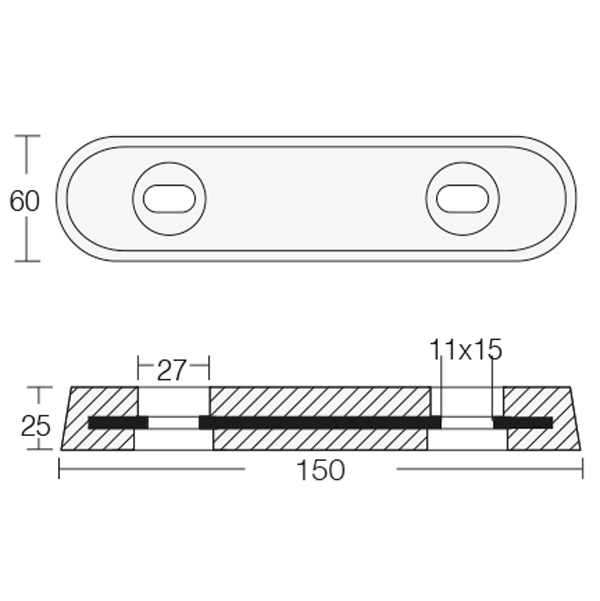 Tecnoseal zink til vetus 25 x 60 x 150mm
