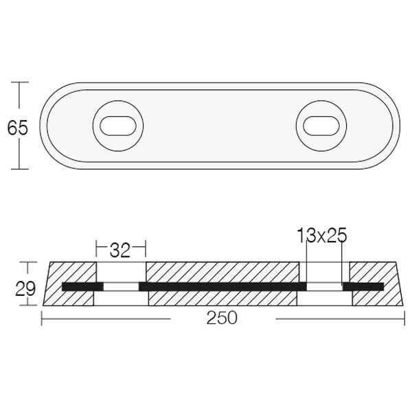 Tecnoseal zink til vetus 29 x 63 x 250mm-2