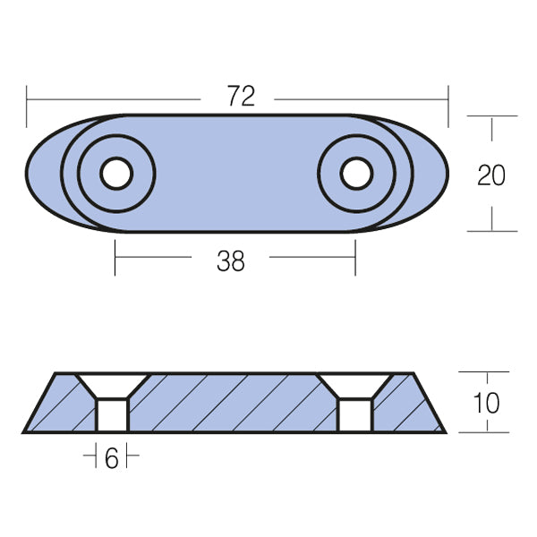 Tecnoseal Zinkanode suzuki/johnson/evinrude 2,4,6 & 8hk-2