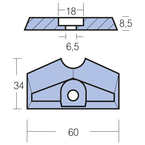 Tecnoseal Zinkanode yamaha 2-4 a/b og-2