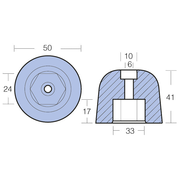 Tecnoseal zinkanode vetus bovpropel serie Ø50-3
