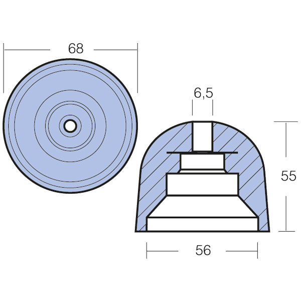 Tecnoseal Zinkanode vetus bovpropel serie Ø68-3