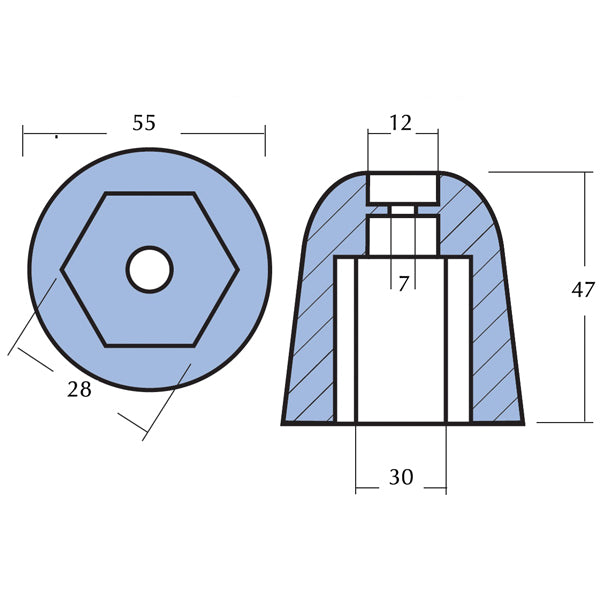Tecnoseal zinkanode vetus bovpropel kgf 125 & 160-3