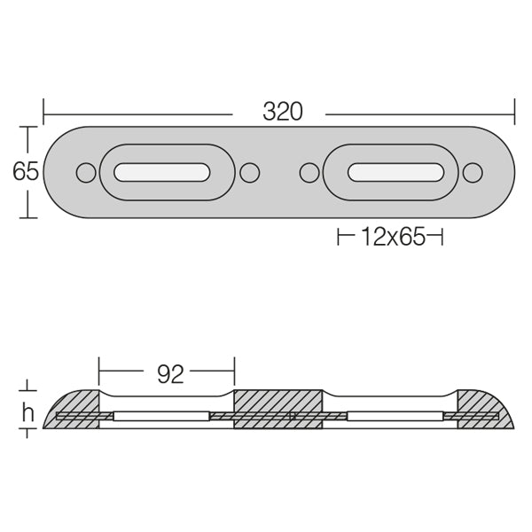 1852 Zink til Fairline 320x65x35mm 2.20kg-2