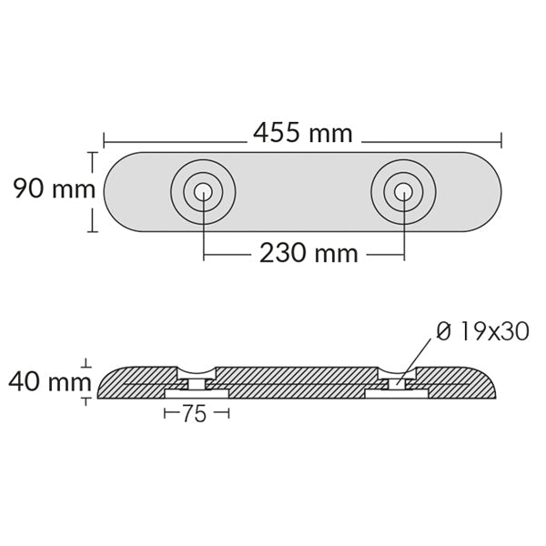 1852 Zink til Fairline 455x90x40mm 7.00kg-2