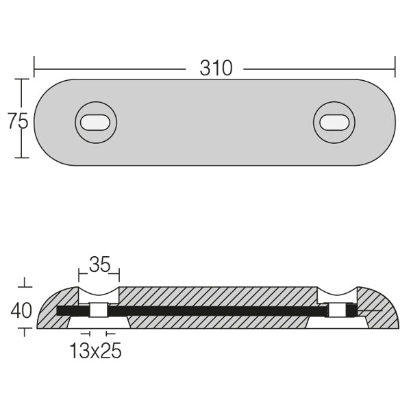 1852 Zink til Fairline 310x75x40mm 4,00kg-2