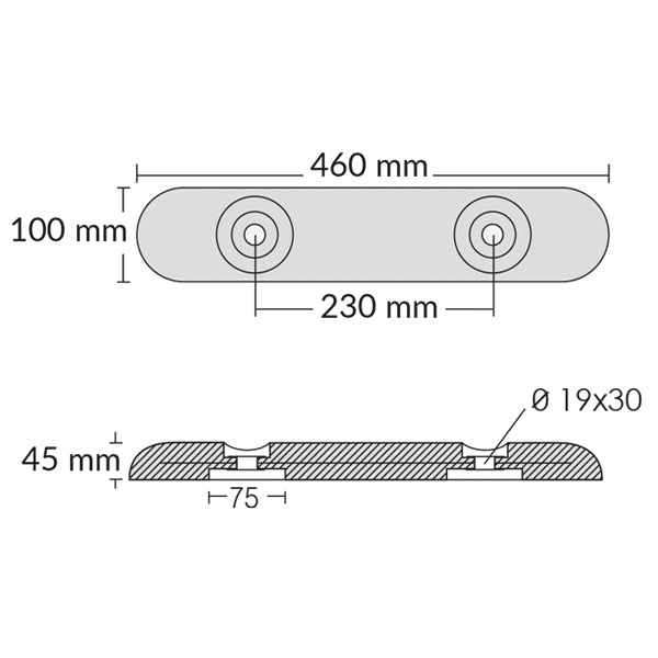 1852 Zink til Fairline 460x100x45mm 10,80kg-2