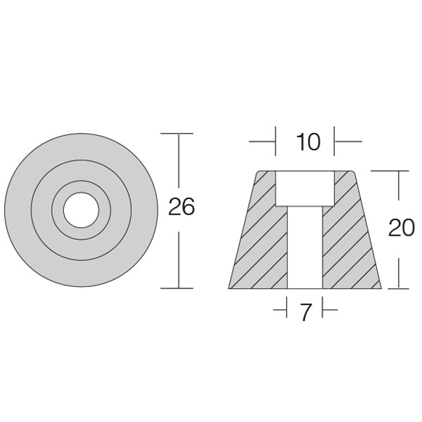 1852 Zinkanode sidepower (61180) ældre 4 & 6hk 3-blad-2