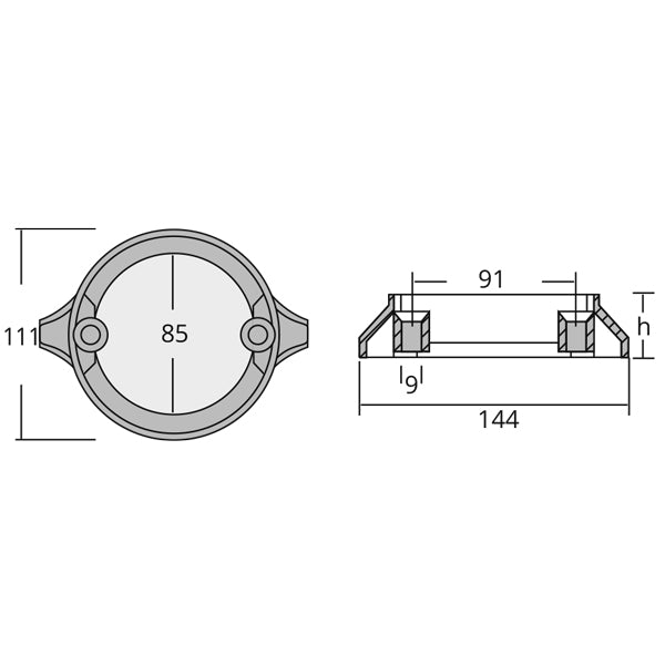 1852 Zinkring for AQ280 & 290 DUO prop fra 2002-2