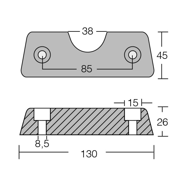 1852 Zinkanode Volvo DPX 130x45mm (872139)-2