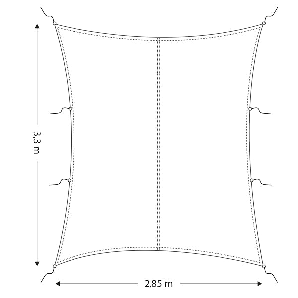 Solsejl/presenning retangulær 2,85 x 3,3m-1