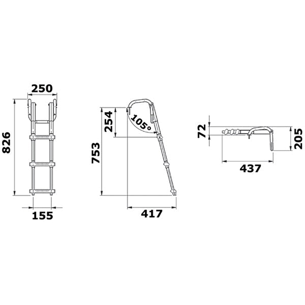 Badestige 3 trin, foldbar med teleskop-3